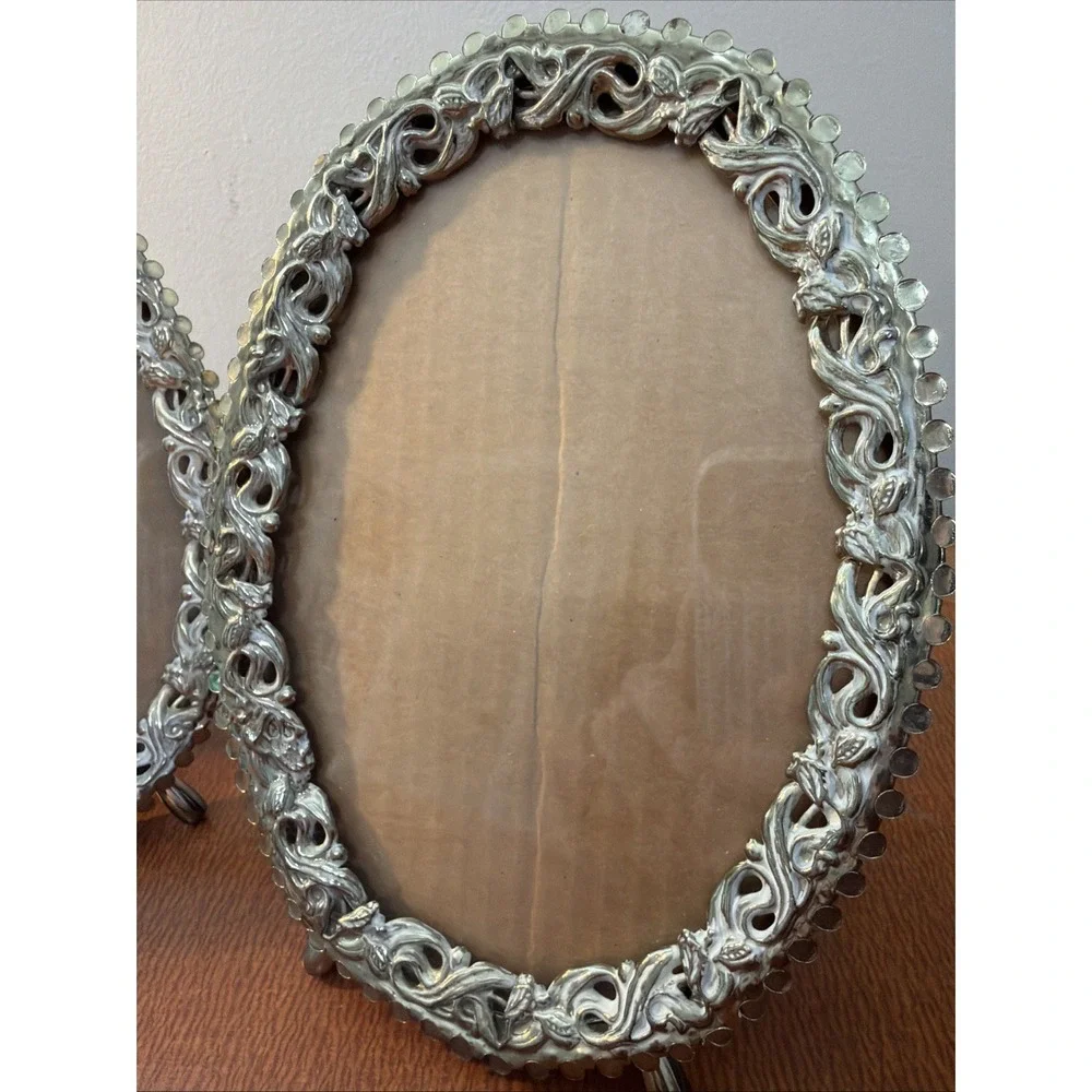 Vintage Pair Photo Frames Gold Ornate Free Standing 7.5 